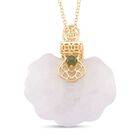 D'Joy Natürliche Weiße Jade Anhänger mit Kette ca. 50 cm, 925 Silber vergoldet ca. 50,00 ct.