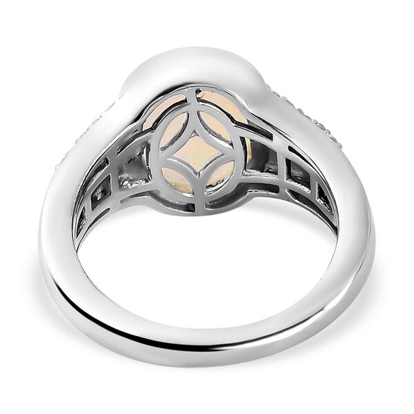 Nat&uuml;rlicher, &auml;thiopischer Welo Opal und wei&szlig;er Zirkon Ring, 925 Silber platiniert (Gr&ouml;&szlig;e 17.00) ca. 2,27 ct image number 6