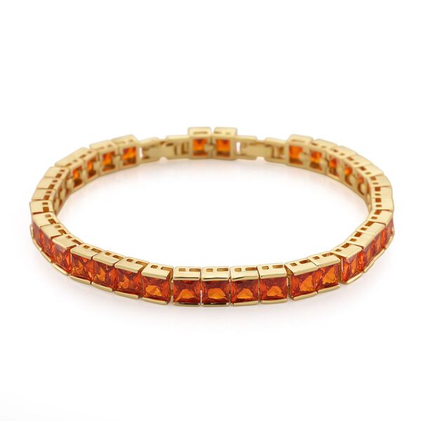 Rot  kubisches Zirkonia Armband ca. 18 cm mit 2.5 cm verlängerung, Goldfarben image number 0