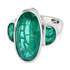 Smaragd-Quarz-Triplette Ring, 925 Silber platiniert (Größe 17.00) ca. 11.61 ct