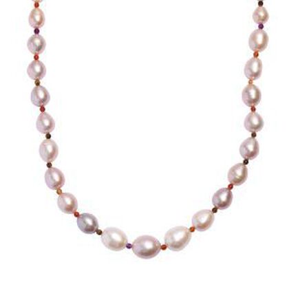 Mehrfarbige S&uuml;&szlig;wasser Perle, Mehrfarbig Edelsteine Halskette ca. 45 cm 925 Silber rhodiniert