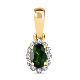 Natürlicher Chromdiopsid und Diamant Anhänger - 0,52 ct.