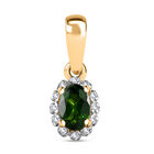 Natürlicher Chromdiopsid, Weißer Diamant Anhänger 925 Silber vergoldet ca. 0.52 ct