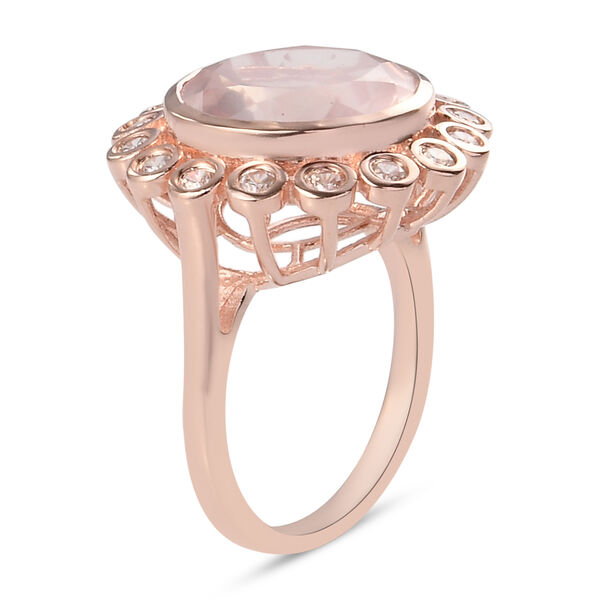 Rosenquarz und Zirkon-Ring, 925 Silber ros&eacute;vergoldet  ca. 5,87 ct image number 3