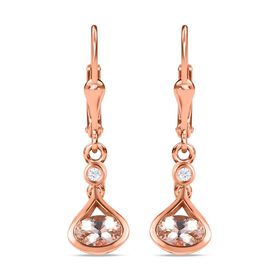 Marropino Morganit, Weißer Zirkon Ohrringe, 925 Silber Roségold Vermeil ca. 0.98 ct
