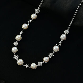 EverTrue S&uuml;&szlig;wasserperle 50cm Halskette und 19cm Armband in Silberton