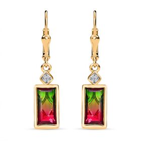Wassermelonen Quarz Triplett und Zirkon Ohrringe - 3,36 ct.