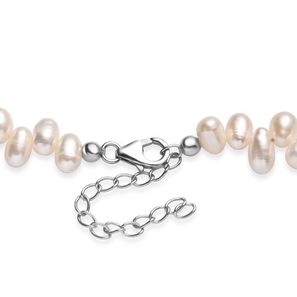 Wei&szlig;e S&uuml;&szlig;wasser Perle Halskette ca. 45 cm 925 Silber rhodiniert image number 5