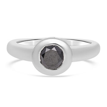 Schwarzer Diamant Solit&auml;r Ring 925 Silber platiniert (Gr&ouml;&szlig;e 16.00) ca. 1,00 ct