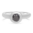 Schwarzer Diamant-Solitär-Ring in Silber image number 0