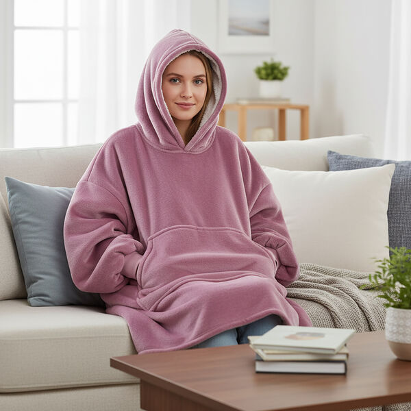 Doppellagiger Decken-Kapuzenpullover, rosa