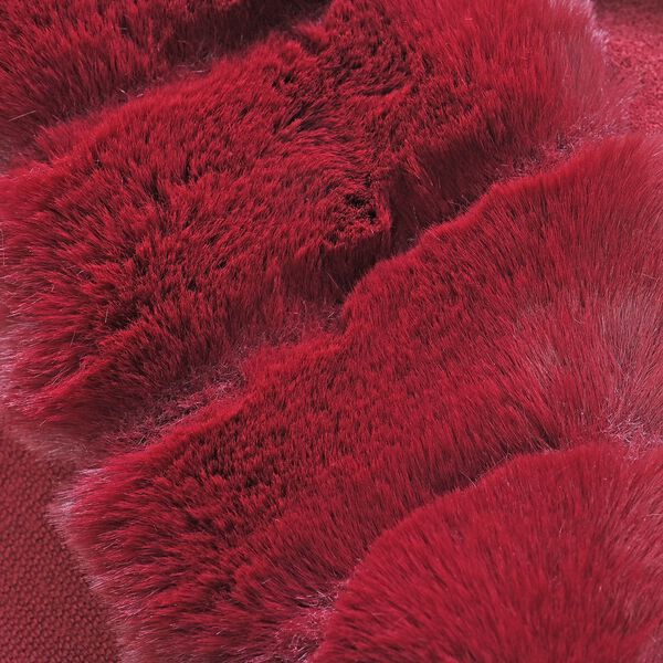 Damen Poncho aus Kunstfell f&uuml;r Herbst und Winter, Wei&szlig; und dunkelrot image number 2