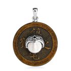 Royal Bali Sajan Silber-Roter Granat, Ox Bone Anhänger 925 Silber