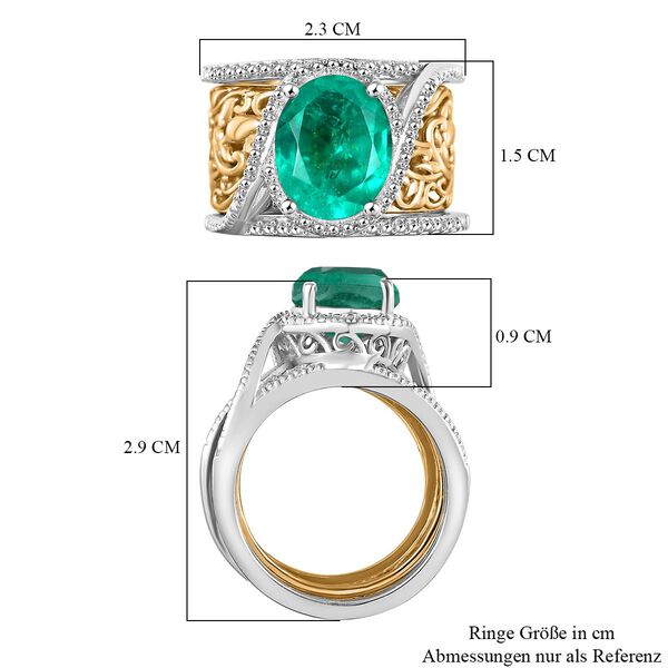 2er Set- Smaragd-Quarz Triplette Schmuckset ca. 3.30 ct image number 8