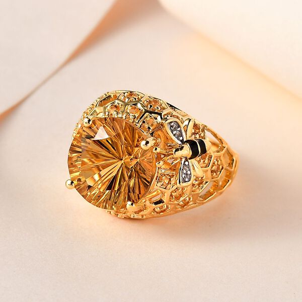 GP Honeycomb Kollektion- Citrin im Hanabi-Schliff, Zirkon und Kanchanaburi blauer Saphir-Ring - 7,02 ct. image number 1