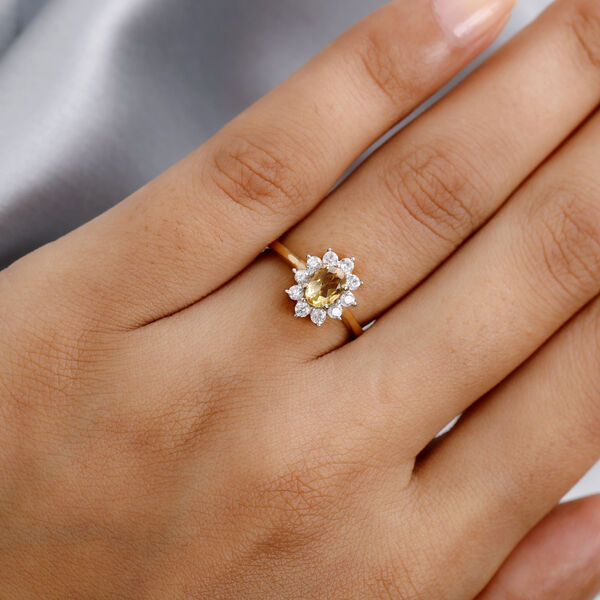 Citrin und Zirkon Ring 925 Silber vergoldet  ca. 0,93 ct image number 3