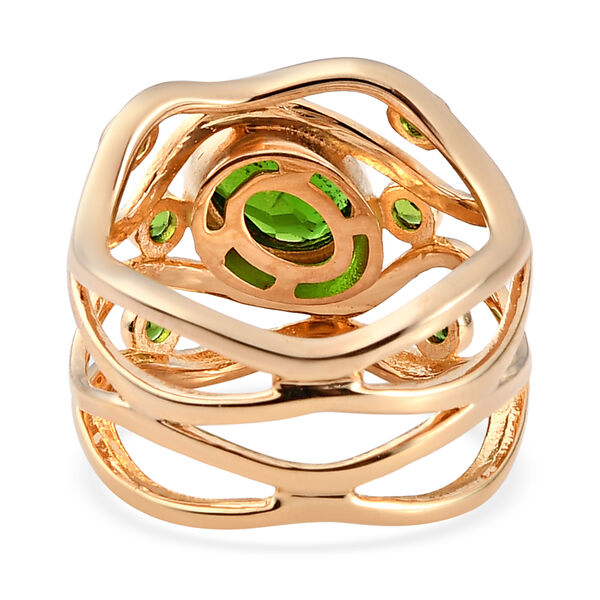 Natürlicher Chromdiopsid Ring 925 Silber Gelbgold Vermeil  ca. 1,54 ct image number 6