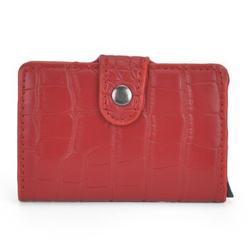 Portemonnaie im PU-Kroko-Design mit RFID-Schutz - Minimalistisches Bifold Wallet,, 6,8x10x1,2 cm