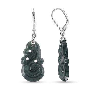 D'Joy Nat&uuml;rlicher Olmek Jadeit Ohrringe 925 Silber Rhodiniert ca. 10,00 ct.