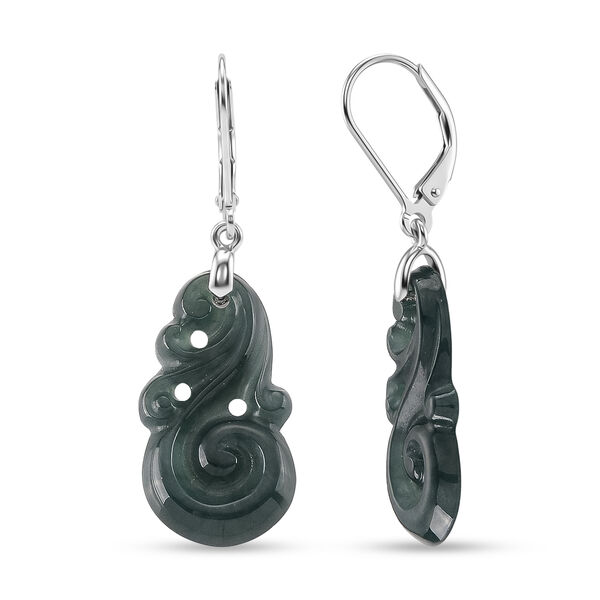 D'Joy Nat&uuml;rlicher Olmek Jadeit Ohrringe 925 Silber Rhodiniert ca. 10,00 ct.