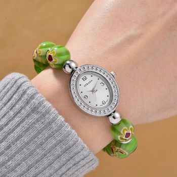 STRADA flexible gr&uuml;ne Armbanduhr im Murano-Stil, Japanisches Uhrwerk