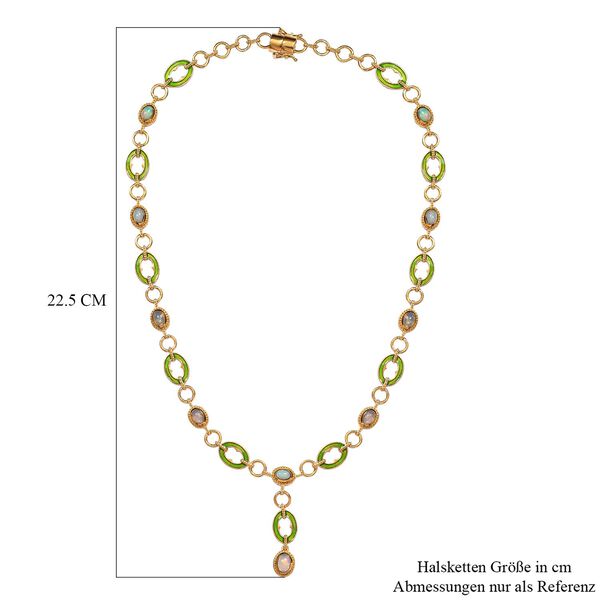 Natürliche, äthiopische Welo Opal Halskette, ca. 45 cm, 925 Silber vergoldet ca. 3.76 ct image number 6