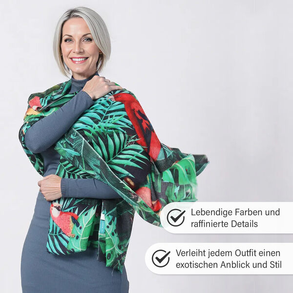 LA MAREY Schal aus 100% Kaschmirwolle, 70x195 cm, Grün image number 3