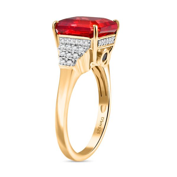 D'joy Lab Grown Padparadscha-Saphir , Blauer Saphir Ring 925 Silber 750 Gelbgold Vermeil (Gr&ouml;&szlig;e 18.00) ca. 7.18 ct image number 5