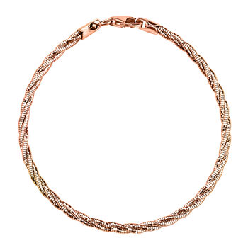 Geflochtenes Omega-Armband in 925 Silber ros&eacute;vergoldet, 19 cm