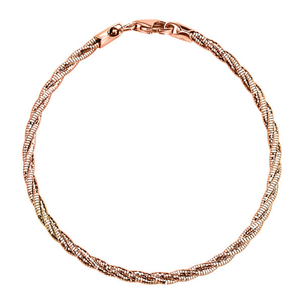 Geflochtenes Omega-Armband in 925 Silber ros&eacute;vergoldet, 19 cm