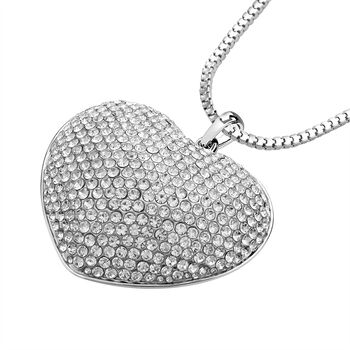 Kristall-Herz-Anh&auml;nger mit Kette in Silberton - 5 ct.