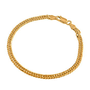 Doppeltes Panzer-Gliederarmband 19cm in vergoldetem Silber