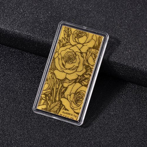 Rosenblumen Barren in 999 Gold image number 1