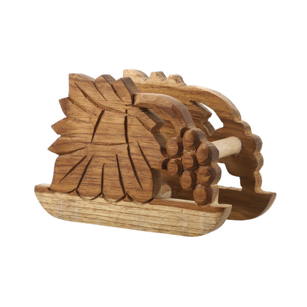 Untersetzer mit handgeschnitztem St&auml;nder aus Teakholz, Gr&ouml;&szlig;e 12,7x12,7x7,6 cm, Braun image number 4