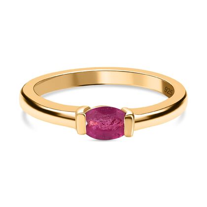 Afrikanischer Rubin, (Fissure gefüllt) Ring, 925 Silber vergoldet (Größe 19.00) ca. 0.65 ct