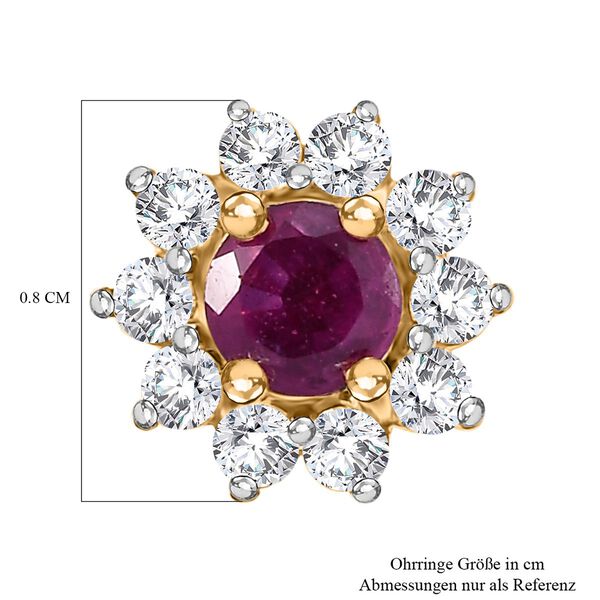 Rubin und Zirkon Ohrstecker - 1,47 ct. image number 6