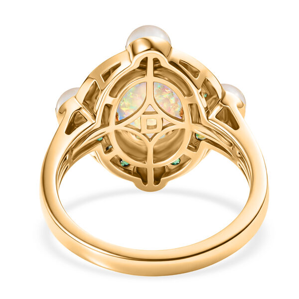 D'Joy Nat&uuml;rlicher, &auml;thiopischer Welo Opal, Perle (4 mm) Ring 925 Silber 750 Gelbgold Vermeil (Gr&ouml;&szlig;e 17.00) image number 5