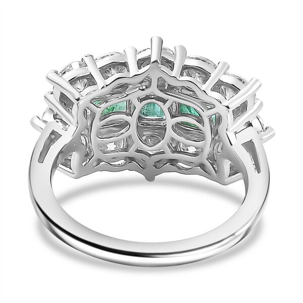 AAA Smaragd, Moissanit Ring 925 Silber rhodiniert (Gr&ouml;&szlig;e 20.00) ca. 3,31 ct image number 6