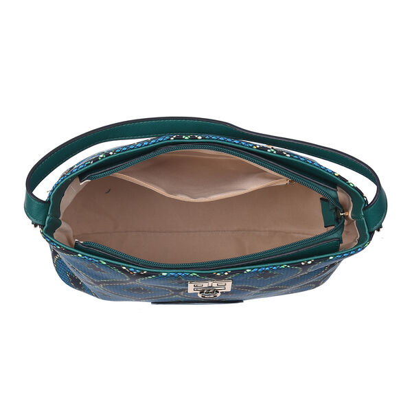 2er-Set, Clutch - 9x15,24 cm und Schultertasche - 30x13,9x24,89 cm, Blaugr&uuml;n image number 6