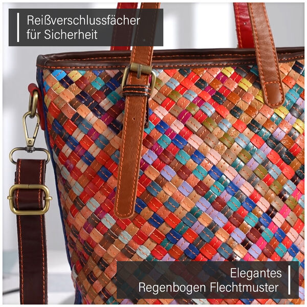Chaos by Elsie - 100% Echtleder gewebter Tasche mit RFID schutz, 30x27x20 cm image number 10