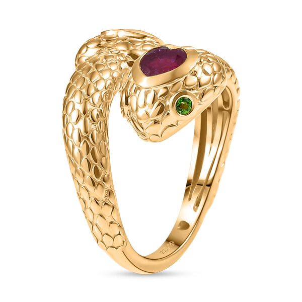 GP Trionfo Kollektion - Afrikanischer Rubin (Fissure gef&uuml;llt), Nat&uuml;rlicher Chromdiopsid Ring 925 Silber 750 Gelbgold Vermeil (Gr&ouml;&szlig;e 17.00) ca. 1.71 ct image number 5