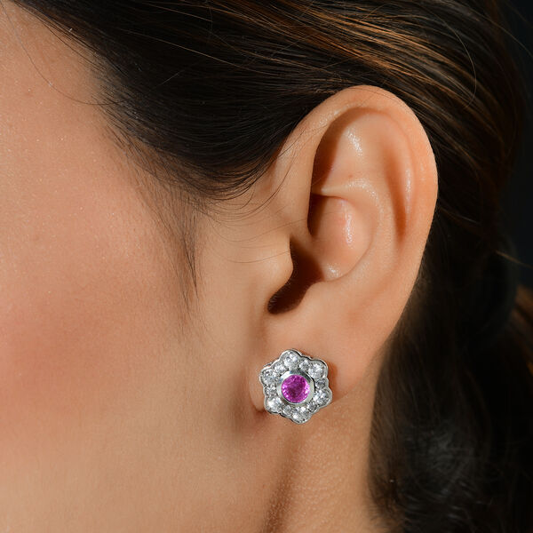 Premium Ilakaka Rosa Saphir und Zirkon Ohrstecker 925 Silber platiniert (Fissure gef&uuml;llt) ca. 2,93 ct image number 3