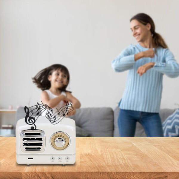 Retro Bluetooth Lautsprecher, Gr&ouml;&szlig;e 9,8x5,8x7,2 cm, Wei&szlig; image number 4