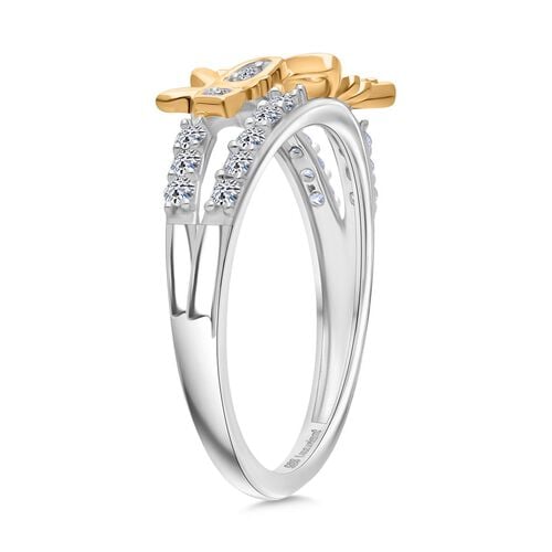 LUXURIOUS DIAMOND -Lab Grown Diamant SI Ring 925 Silber Rhodiniert und 750 Gelbgold Vermeil (Größe 16.00) ca. 0.54 ct image number 4