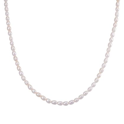 D'Joy AAA Wei&szlig;e S&uuml;&szlig;wasser Perle (5-6 mm) Halskette ca. 50 cm 925 Silber rhodiniert