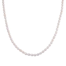 D'Joy AAA Weiße Süßwasser Perle (5-6 mm) Halskette ca. 50 cm 925 Silber rhodiniert