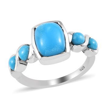 Nat&uuml;rlicher Sleeping Beauty T&uuml;rkis Edelstein Ring 925 Silber Platin-&Uuml;berzug