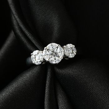 LUSTRO STELLA Hergestellt mit ZIRKONIA Ring 925 Silber Platin-&Uuml;berzug (Gr&ouml;&szlig;e 20.00) ca. 1,31 ct