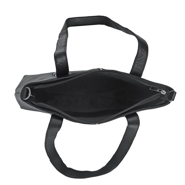 Elegante Echtleder Umh&auml;ngetasche mit Krokopr&auml;gung, 33 x 10 x 27 cm, Schwarz image number 5