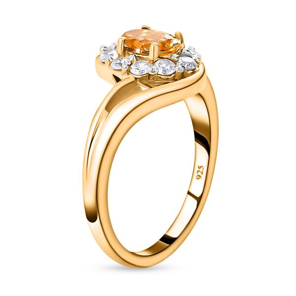 Kaiserlicher Topas und Zirkon-Halo-Bypass-Ring, 925 Silber vergoldet, 1,01 ct. image number 5